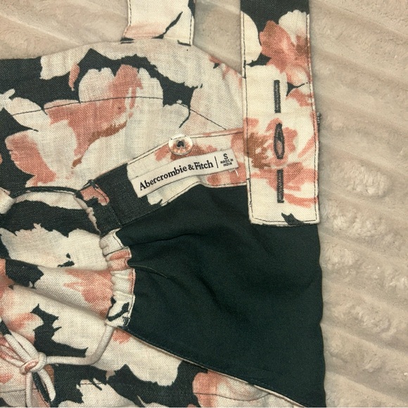 Floral Linen Crop Top Abercrombie & Fitch Blue and Pink Floral Small - Picture 4 of 5